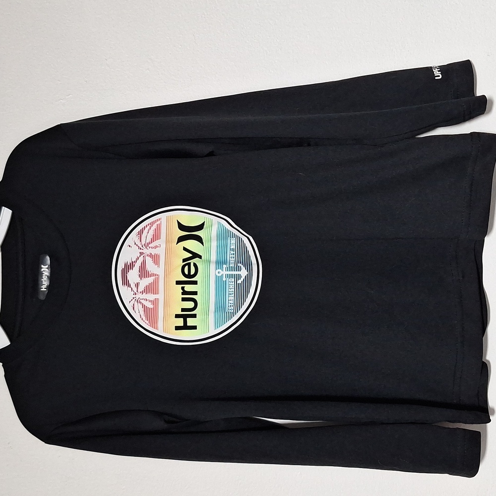 Hurley Kids Black Long Sleeve Swim Rashguard Logo